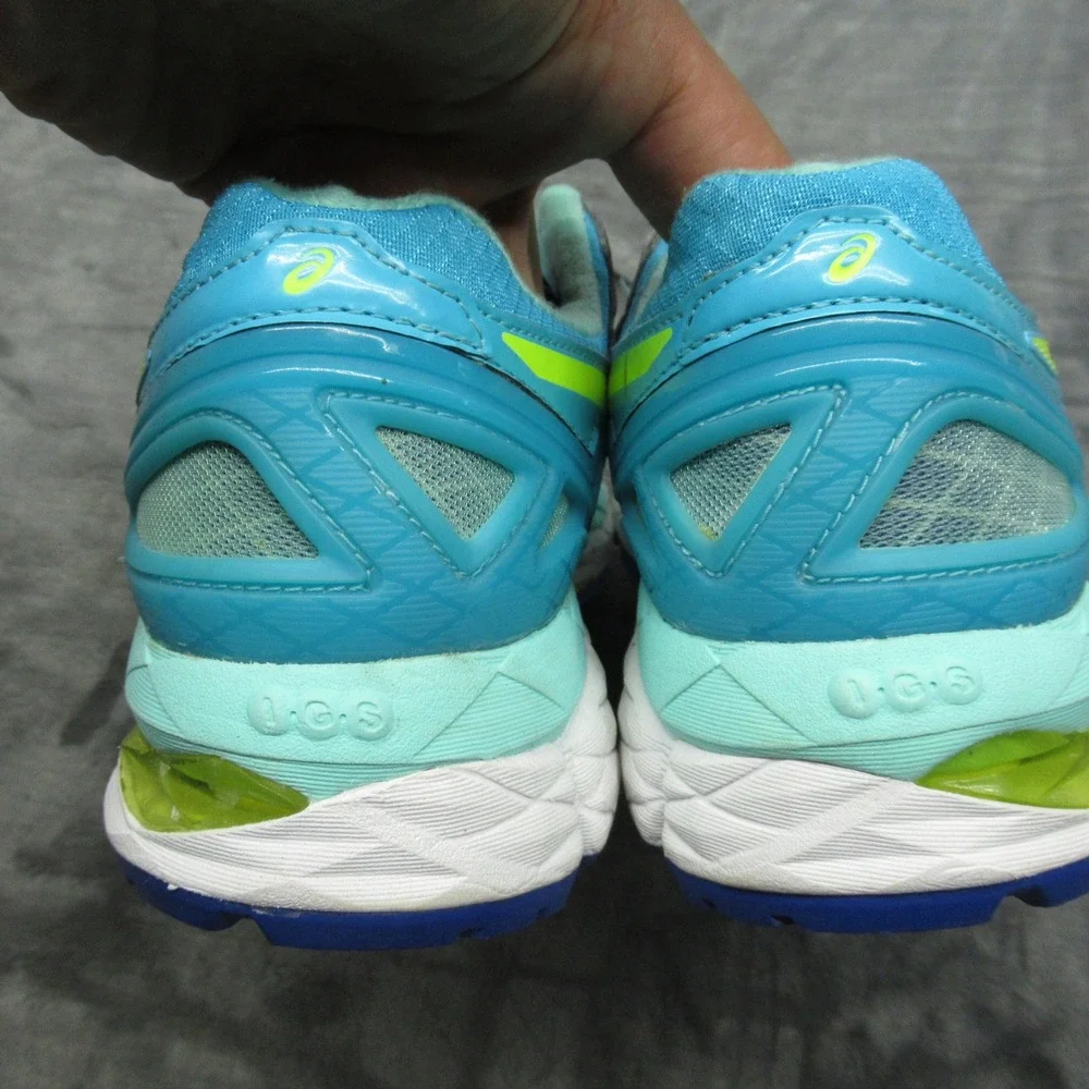 Asics Gel Running Shoes Womens 7 Teal Yellow Kayano Fluid Ride Cushioned Comfort